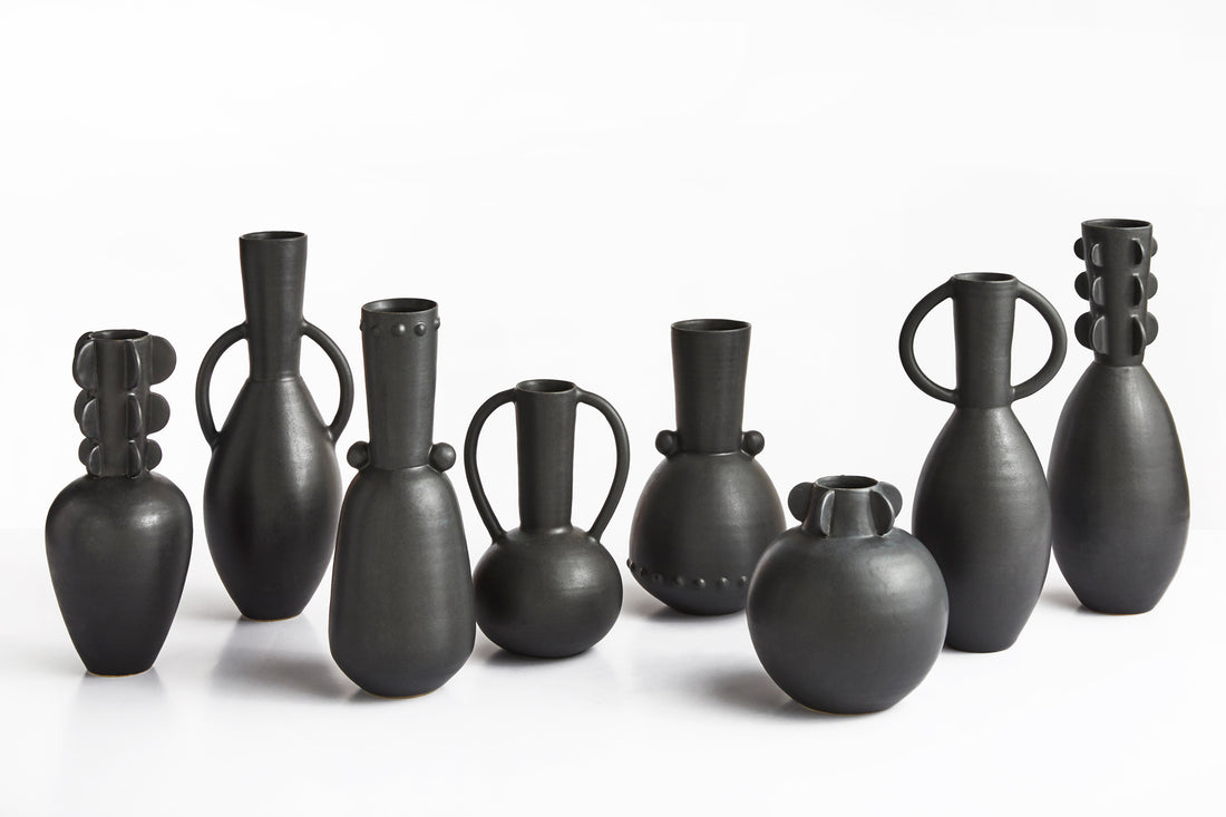Semi Black Ceramic Vases